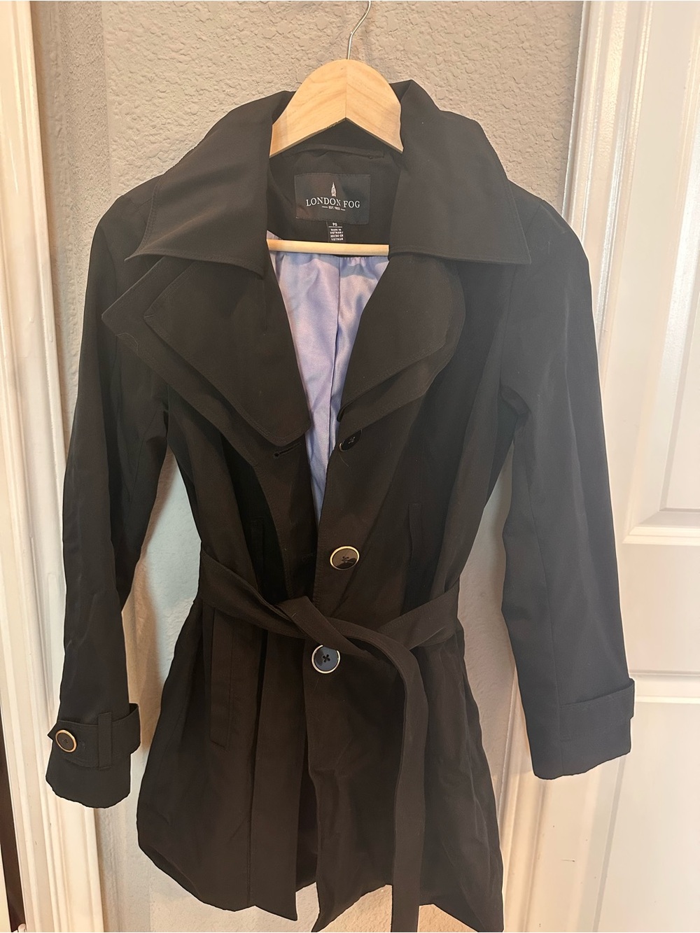 London Fog Black Trench Coat with Belt